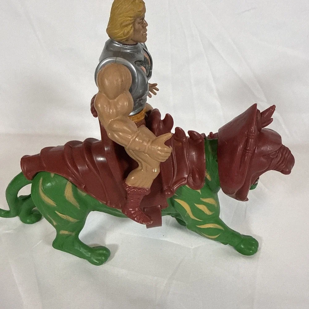 Vintage Mattel He-Man and Battle Cat Action Figure Set Masters of the Universe